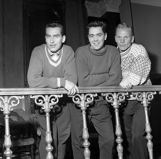 SM 3-mil på skidor, Oxbergs segrarlag, Per Erik Larsson, Sune Larsson och Åke Stenkvist, 31/1 1960