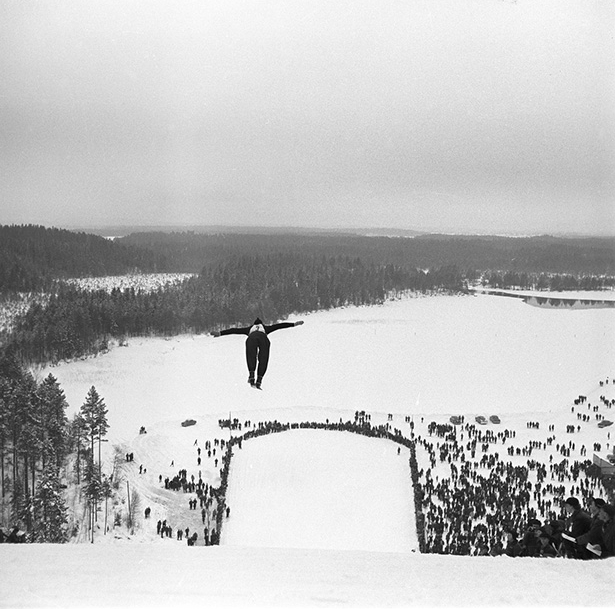 Dala-Järna SM backe, förhandsbilder och kringbilder, 17/2 1957