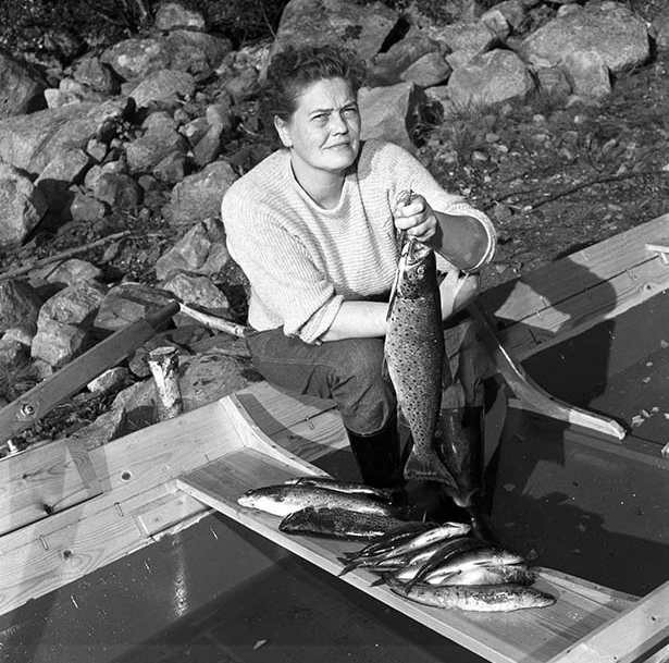 Fiskefångst vid Rog, Ellen & Sven 15/9 1958